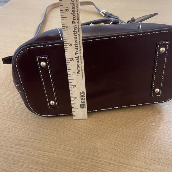 Dooney & Bourke Emerson Domed Satchel Purse Bag Brown Smooth Leather - Picture 15 of 15